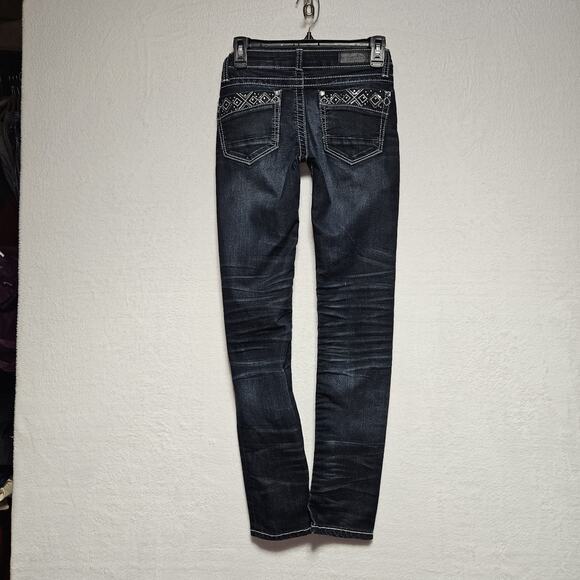 Girls Tween Daytrip Jeans SZ 14 Bling Heavy Stitching‎ Skinny Fit - Picture 3 of 8